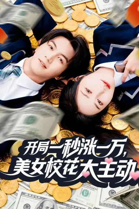 《开局一秒涨一万,美女校花太主动》封面