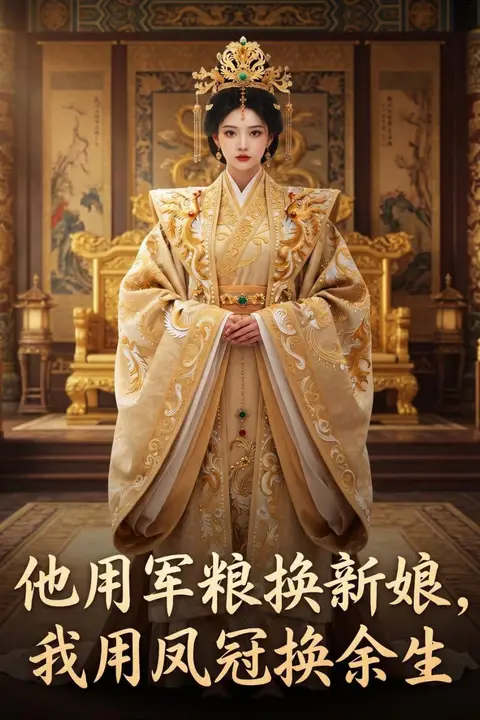 《他用军粮换新娘,我用凤冠换余生》封面