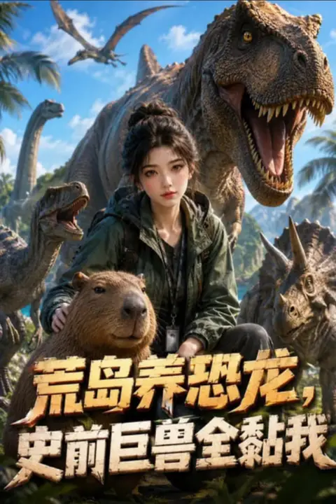 《荒岛养恐龙，史前巨兽全黏我》封面